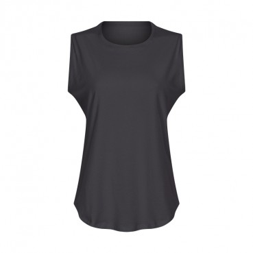 2021 Summer new cotton round neck sleeveless T-shirt female quick-drying breathable loose running exercise long