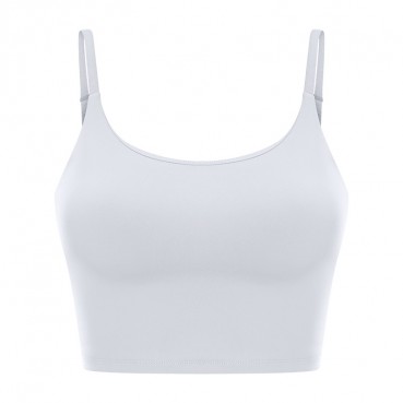 2021 new grinding naked half cut out yoga clothing with chest pad classic card buckle beauty back tape yoga vest