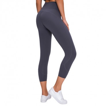 2021 spring and summer new sports tight seven pants womens high waist hip three-dimensional splicing line fitness