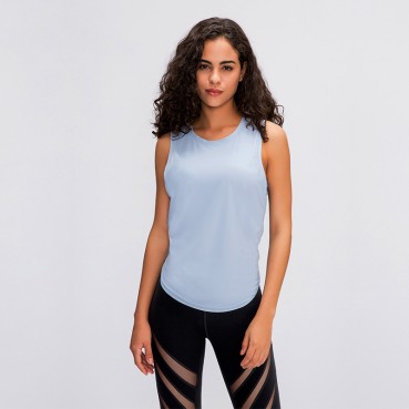 2021 new yoga vest t-shirt female fitness running fashion tape quick breathable loose sleeveless blouse