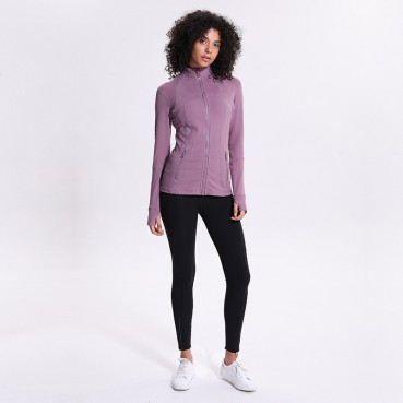 Autumn and winter new yoga sport jacket female nylon elastic zipper run yoga long sleeve shirt