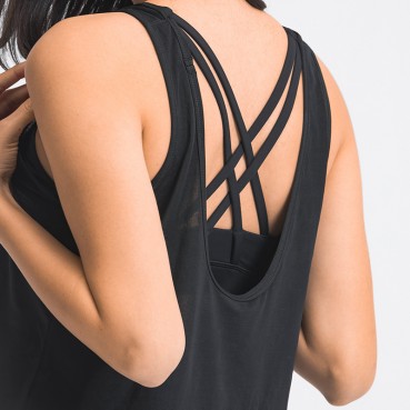 2021 new loose breathable U-shaped blouse two-in-one cross-like backrest anti-shock sports bra