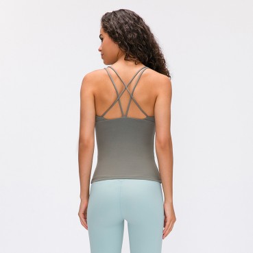 New chest pleated yoga vest sexy tape cross-like back with chest pad sports fitness jacket female