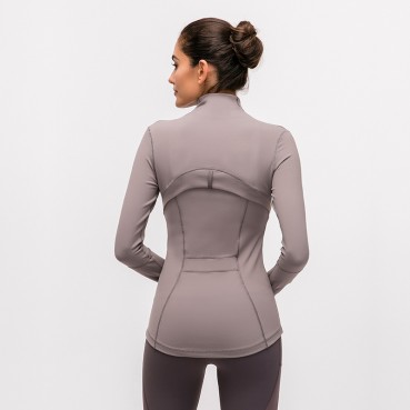 Autumn and winter new yoga sport jacket female nylon elastic zipper run yoga long sleeve shirt