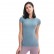 2021 spring and summer new round collar Slim solid color yoga short-sleeved female elastic quick dry fashion sports