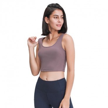 2021 new product with cup short yoga vest fashion simple exterior wear casual sports fitness yoga clothing