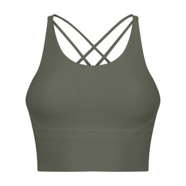 New threaded sports clothes female high strength shockproof beauty back yoga vest running fitness bra