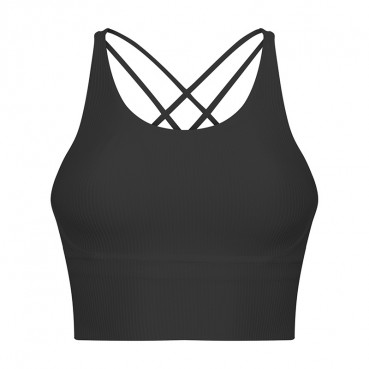 New threaded sports clothes female high strength shockproof beauty back yoga vest running fitness bra