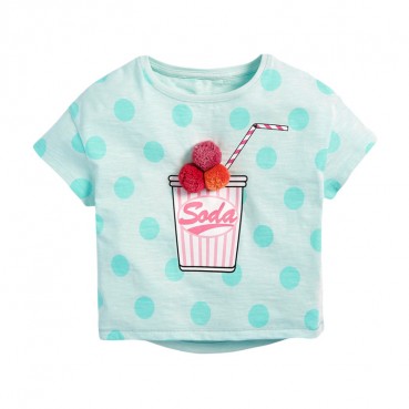 Child T-shirt European and American style summer new childrens clothing T-shirt knit cotton short-sleeved girl T-shirt