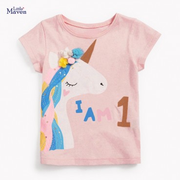 Child T-shirt European and American childrens wear summer new children T-shirt cotton short sleeve round neck girl