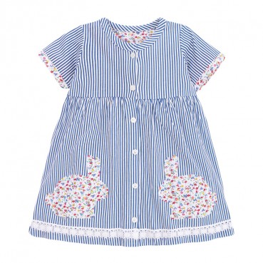 Girls dresses Europe and the United States childrens clothing summer new short sleeve children skirt woven childrens