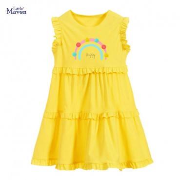 Child skirt summer new European and American childrens clothing brand childrens skirt cotton short-sleeved girl dress