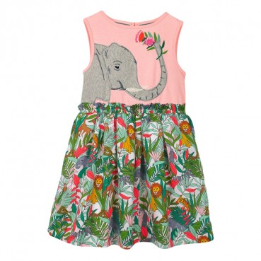 Girls dresses Europe and the United States childrens clothing summer new childrens skirt knit printing sleeveless