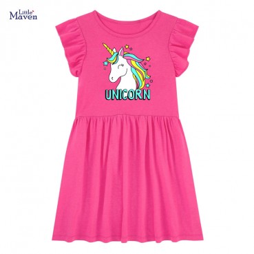 Girls dresses Europe and the United States childrens clothing summer new childrens dress cotton short-sleeved