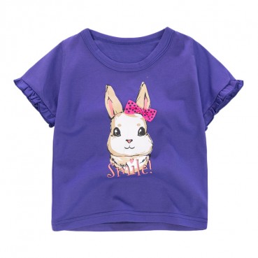 Child T-shirt summer new European and American childrens clothing girls T-shirt knit print short sleeve children