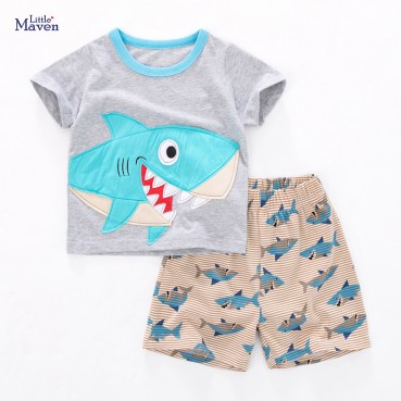 Childrens suit Europe and the United States childrens clothing summer new short-sleeved childrens suit cotton boys