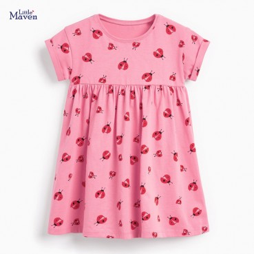 European and American skirt summer new girl dress cotton short-sleeved childrens clothing dress