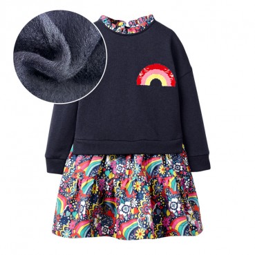 Childrens clothing autumn and winter new European and American girls dress print long sleeve childrens skirt dress