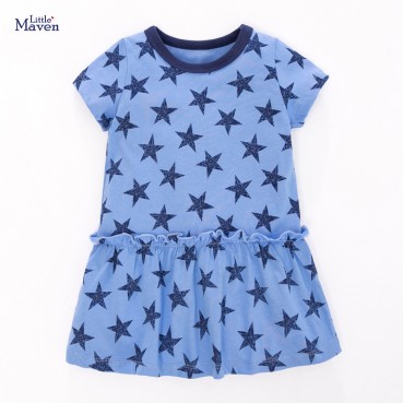 Childrens clothing autumn new European and American girl dress printing long sleeve childrens skirt dress