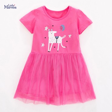 Childrens dress Europe and the United States childrens clothing summer new childrens skirt short-sleeved mesh