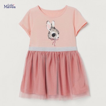 Childrens dress Europe and the United States childrens clothing summer new girl dress cotton short sleeve childrens