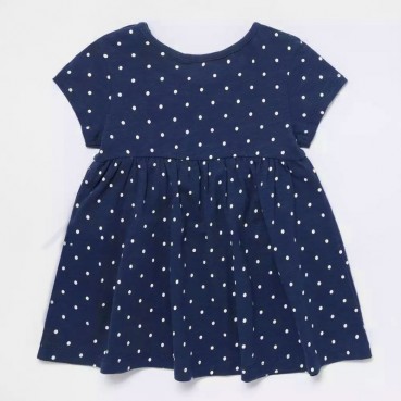 Childrens dress summer new European and American childrens clothing girl skirt wave point short-sleeved girl dress