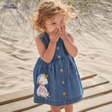 Child skirt European and American childrens clothing summer new childrens skirt girls dress sleeveless denim