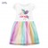 Child skirt summer new European and American childrens clothing girls dress cartoon printing network yarn children