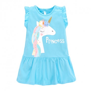 Childrens dress Europe and the United States childrens clothing summer new girl dress cotton short sleeve childrens