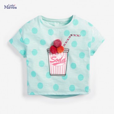 Child T-shirt European and American style summer new childrens clothing T-shirt knit cotton short-sleeved girl T-shirt