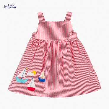 Childrens dress European and American childrens clothing summer new striped girls dress hamper children skirt