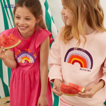 Europe and the United States brand childrens clothing girls, sweeping sleeves, circular, print, childrens sweater