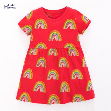 Child skirt European and American childrens clothing summer short-sleeved girls dress cotton childrens clothing