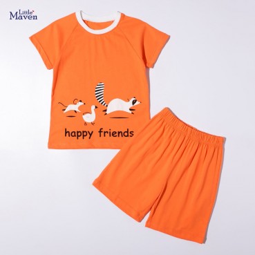 Tong suit Europe and the United States childrens clothing summer new short-sleeved boys set cotton childrens suit