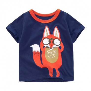 Childrens clothing T-shirt European and American childrens clothing short sleeve round children t-shirt knit cotton