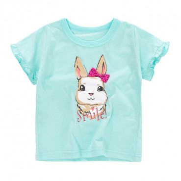 Child T-shirt summer new European and American childrens clothing girls T-shirt knit print short sleeve children