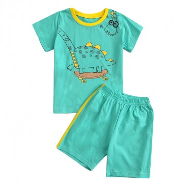 Summer new childrens clothing set Europe and the United States short-sleeved boy suit cotton suit