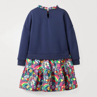 Childrens clothing autumn and winter new European and American girls dress print long sleeve childrens skirt dress