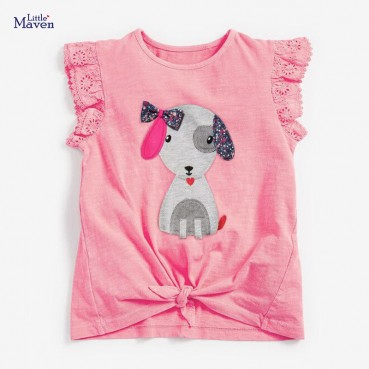 Girls T-shirt European and American childrens clothing summer new short sleeve children T-shirt knit cotton