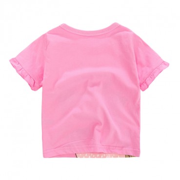 Girls T-shirt European and American style summer new childrens clothing T-shirt knit cotton short-sleeved children