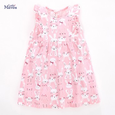 Child skirt European and American childrens clothing summer new girl dress cotton short-sleeved childrens dress