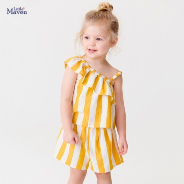 Girls set Europe and the United States childrens clothing summer new knitting children set sleeveless childrens suit