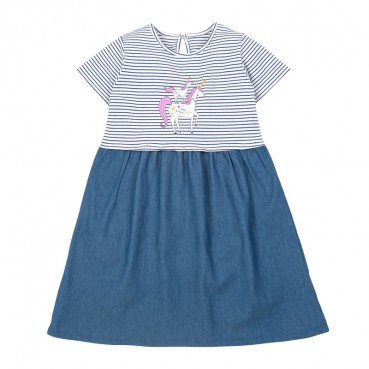 Girls dress summer new European and American childrens dress striped short sleeve childrens clothing dress