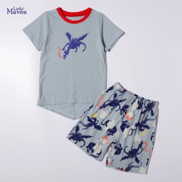 European and American childrens clothing suit summer new short-sleeved boys set cotton childrens suit