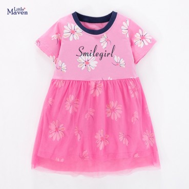 Childrens dress Europe and the United States childrens clothing summer new girl dress cotton short sleeve childrens