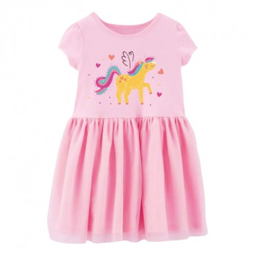 Girls dresses Europe and the United States childrens clothing summer new childrens dress cotton short-sleeved