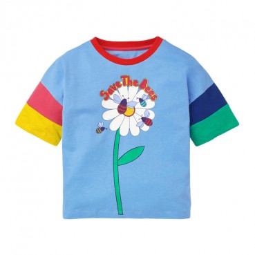 European and American childrens clothing summer new girl T-shirt knit cotton short-sleeved cartoon childrens T-shirt