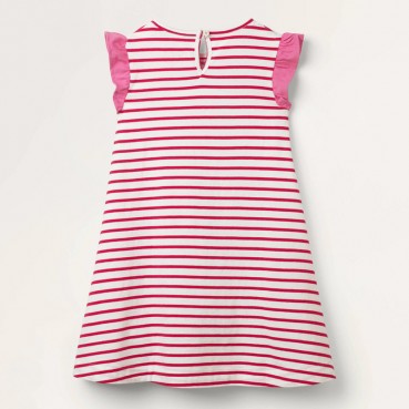 Child skirt summer new European and American childrens clothing color matching striped girl dress knit children skirt