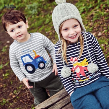 European and American brand childrens clothing childrens T-shirt knit cotton boys t-shirt round collar cartoon