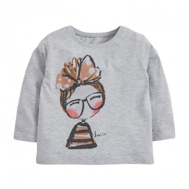 European and American brand childrens clothing girls T-shirt knit long-sleeved children T-shirt round collar cartoon